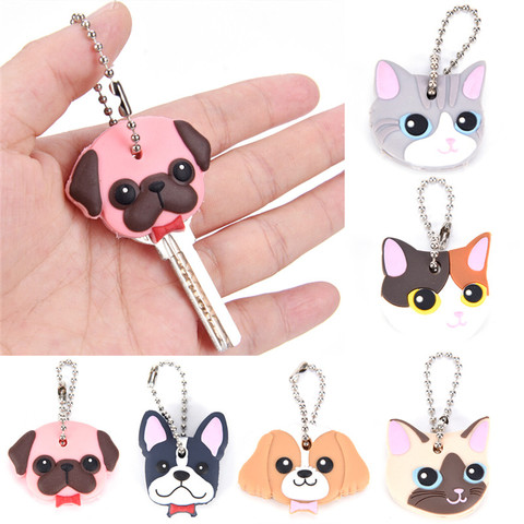 1 Pc Silicone Key Ring Cap Case Lovely Aviation Gifts Key Fob Key Tags Label Animals Head Shape Keychain Shell School Stationery ► Photo 1/1