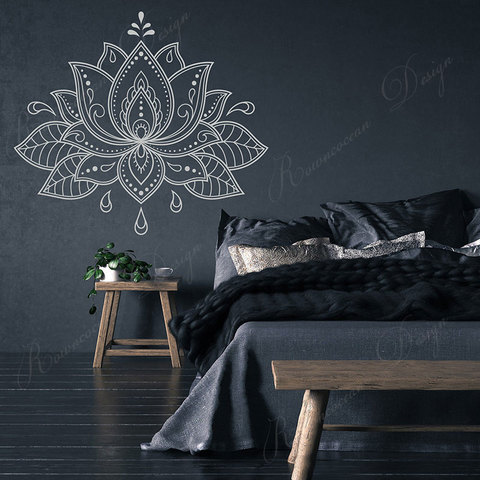 Big Size Lotus Flower Mandala Wall Stickers Vinyl Home Decor Bedroom Boho Bohemian Room Decoration Decals Removable Murals 4298 ► Photo 1/5