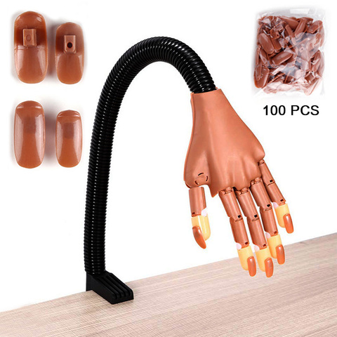 Nail Art Practice Equipment with 100pcs False Nails Adjustable Flexible Manicure Training Prosthetic Hand Nail Art False Hand ► Photo 1/6