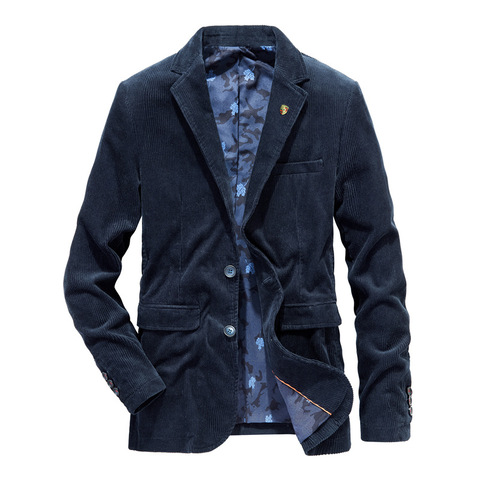 Casual Blazer Fashion Autumn Winter Mens Blazer Jacket Cotton Corduroy Men Suit Outerwear Business Coats Clothing Male  MY155 ► Photo 1/6