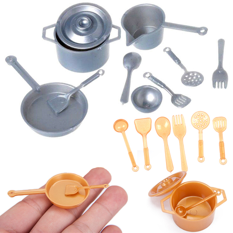 10/11Pcs 1:12 Miniature Kitchenware Cookware Food Toys Pan Fork Pot Playing House Dollhouse Kitchen Dinnerware Model Accessories ► Photo 1/6