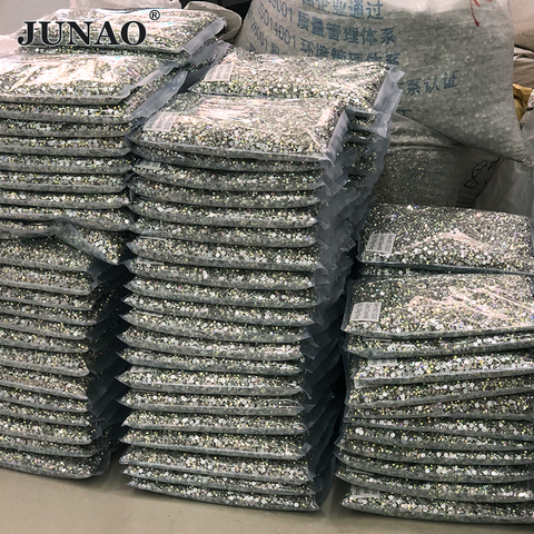 JUNAO Wholesale 100Gross 14400pc 36 AB Color SS6 8 10 12 16 20 30 Flatback Glass Rhinestone Bulk Packag Non Hotfix Crystal Stone ► Photo 1/6