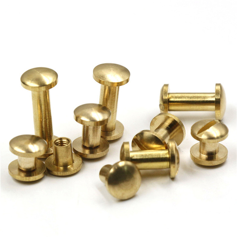 10pcs Solid Brass Binding Chicago Screws Nail Stud Rivets For Photo Album Leather Craft Studs Belt Wallet Fasteners 8mm Dome Cap ► Photo 1/5
