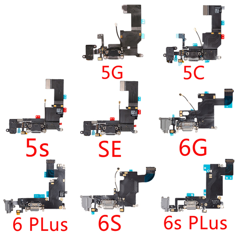 For iPhone 6G 6 6S Plus 5G 5C 5S SE Charging Port Dock Connector Headphone Audio Jack+ Microphone Flex Cable Replacement ► Photo 1/6