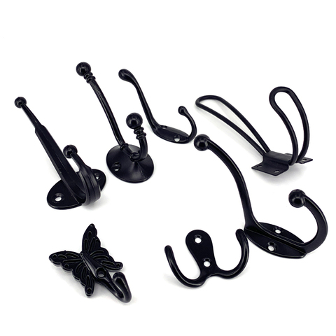 1x Retro Black Hook Wall Mounted Coat Hanger Bathroom Cloth Hook Key Bag Hat Hanger Robe Hook ► Photo 1/4