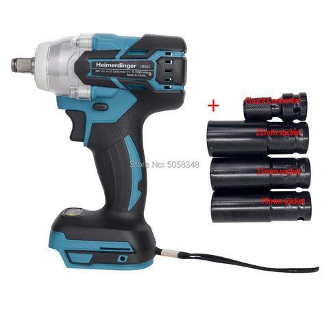 Electric Rechargeable Brushless Impact Wrench Cordless with 19mm 21mm 22mm socket & Shank socket Adapter Quick-Release Driver ► Photo 1/6