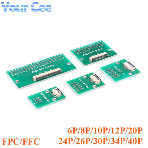 FPC/FFC Flat Cable Adapter Plate 0.5mm 1mm 6P/8P/10P/12P/20P/24P/26P/30P/34P/40P DIP Pin Board Pitch Converter Board PCB ► Photo 1/5