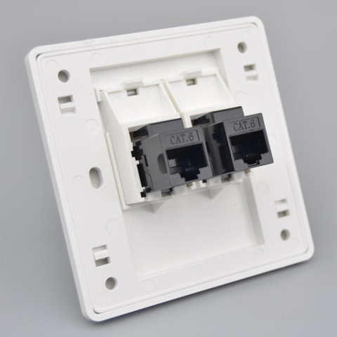 86x86mm Female To Female CAT6 Gigabit Dual-Pass Network Wall Plug RJ45 LAN Faceplate  Internet Straight Plug Outlet ► Photo 1/5