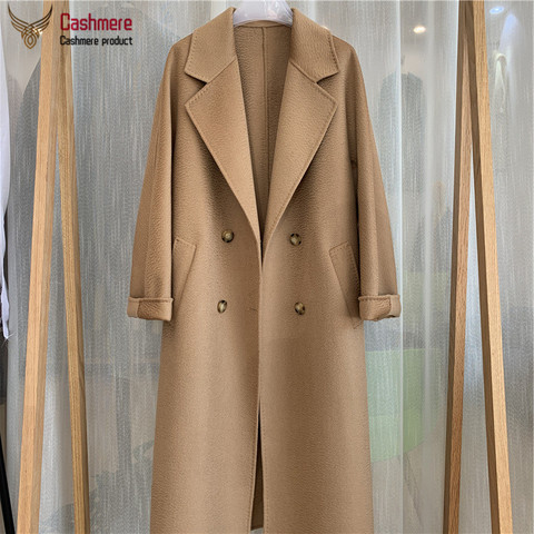 Winter long coat female wool coat women water ripple cashmere coat women new autumn loose double breasted coat women commuter ► Photo 1/6