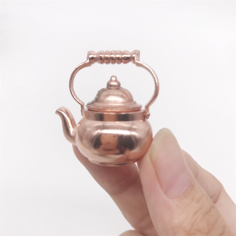 1pcs 1:12 dollhouse miniature Copper Tea Kettle Tea Pot Classic Tha 
