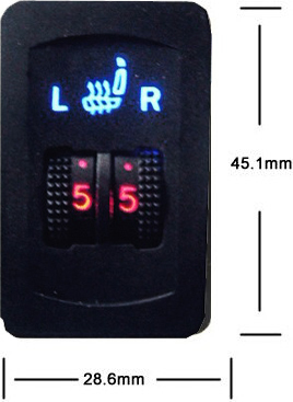 WATERCARBON Solo interruptor Universal 2-Dial 5 Nivel asiento calentador Kit1 interruptor de Trabajo para 2 asientos instalar,.i ► Photo 1/5