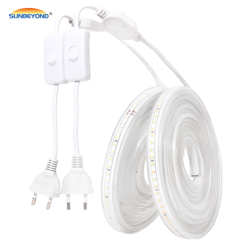 LED Strip Light 220V 2835 Waterproof led strip High Brightness 120LEDs/m Flexible Kitchen Outdoor Garden LED Light With Switch ► Photo 1/6