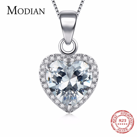 Modian 2022 New Design 925 Sterling Silver Heart pendant Fashion Heart Clear Zirconia Classic Wedding Chain Jewelry For Women ► Photo 1/6