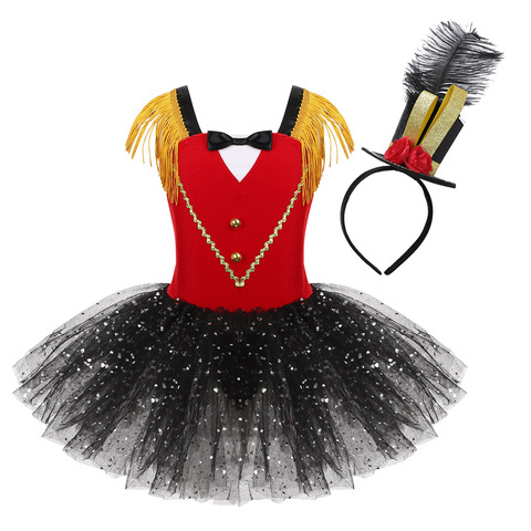 Children Mesh Tulle Tutu Dress Kids Halloween Cosplay Party Carnival Performance Outfit Girls Circus Ringmaster Costumes Clothes ► Photo 1/6