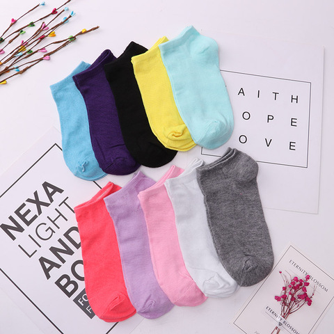 20pieces=10pair/lot Candy Colors Women Ankle Socks Funny Cute Solid color Boat Socks Womens Lady Girl Art Sock Short Sox ► Photo 1/6