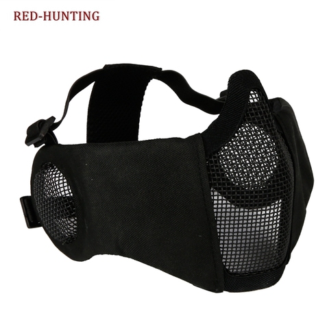 New Tactical Airsoft Masks Paintball CS Foldable Half Face Low-carbon Steel Mesh Military Style Comfortable Ear Protective Mask ► Photo 1/6