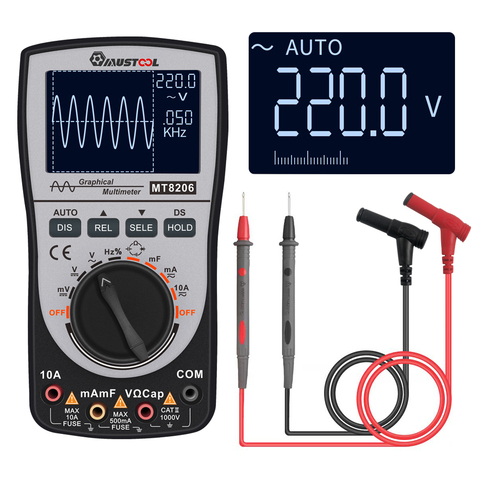 MUSTOOL Upgraded MT8206 2in1 Intelligent Digital Oscilloscope Multimeter Current Voltage Resistance Tester with Analog Bar Grap ► Photo 1/6