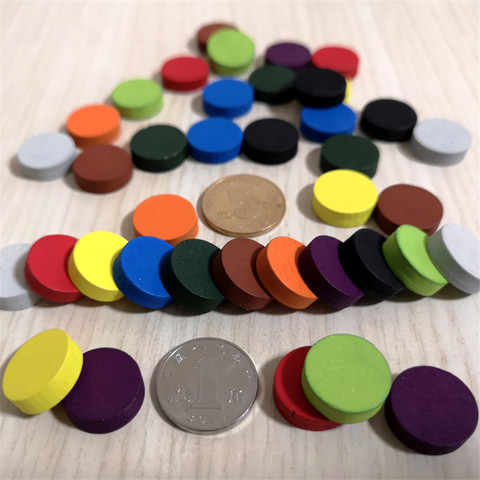 50pieces Diameter 15*5MM 10 Colors Wooden Pawn Game Pieces Colorful Chess For Tokens Board game Accessories ► Photo 1/6