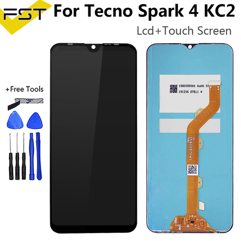 6.52'' Repair Screen For Tecno Spark 4 KC2 LCD Display+Touch Screen Digitizer Assembly For Tecno Spark4 KC2 LCD Sensor ► Photo 1/4