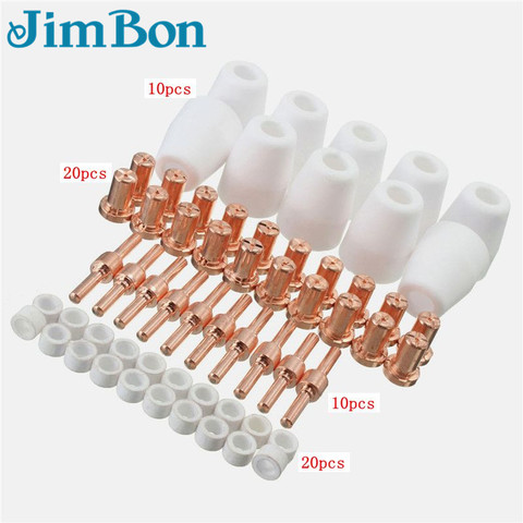 JimBon 60Pcs/Set Ceramic + Metal Air Plasma Cutting Cutter Consumables Extended TIP Nozzle Electrode For PT31 LG40 Torch CUT-50D ► Photo 1/6
