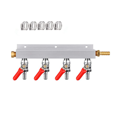 4 Way Co2 Gas Distributor Manifold 5/16'' Barb,Kegerator Splitter,Air Distribution With Integrated Check Valves Beer Homebrew ► Photo 1/6