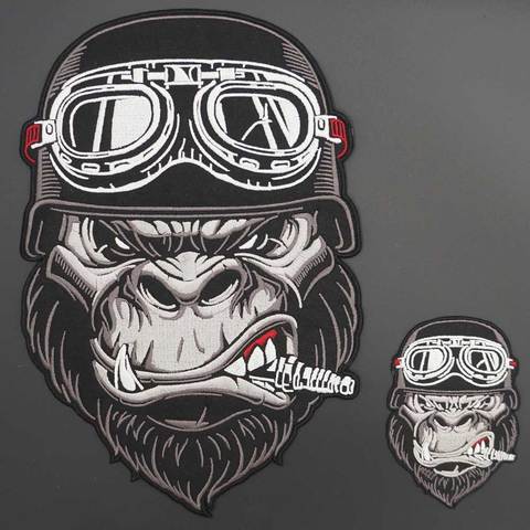 SMOKING orangutan embroidery Biker Patch with Iron on backing Sewing Clothes Badge High Quality for jacket tshirt ► Photo 1/6