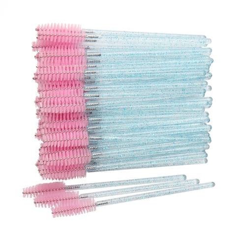 50 pcs Cosmetic Eyelash Brush  Crystal Mascara Wands Applicator Diamond Eyelashes brushes Disposable Make Up brushes Tools ► Photo 1/6