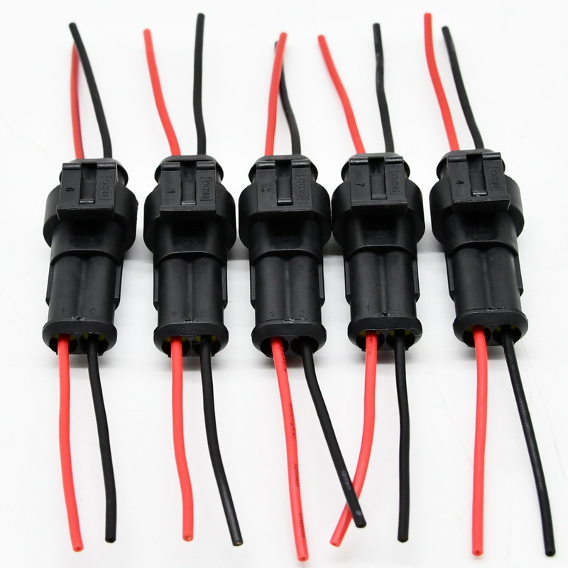 5 Pairs 2-Pin Way Car Waterproof Male Female Electrical Connector Plug with Wire 