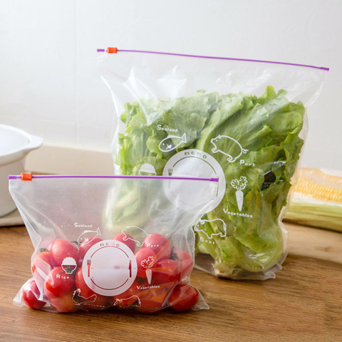 10Pcs PVC Fresh Keeping Bag For Vegetable Fruit Storage Freezing Preservation Zipper Sealed Bags Kitchen Food Organization Tools ► Photo 1/6
