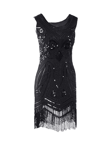 Black 1920s Vintage Sequin Cocktail Party Fringed Dress 20s Great Gatsby Flapper Dress Gabster Fancy Costumes Latin Dance Dress ► Photo 1/3