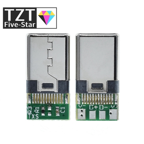 10pcs/Lot USB 3.1 Type C Connector 24PIN Fast Charging Male Socket Receptacle Adapter To Solder Wire & Cable PCB Board Module ► Photo 1/6