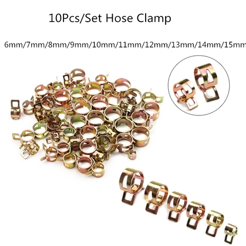10Pcs/Set Spring Clip Fuel Line Hose Water Pipe Air Tube Clamps Fastener for Band Clamp Metal 6-15mm Kit ► Photo 1/6