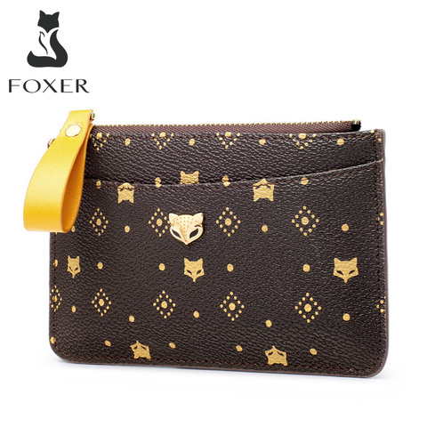FOXER Women Wallets Embossing Mini Card Holder Wallet Stylish Lady Money Bag PVC Coin Packet Female Clutch Purse Lady Key Wallet ► Photo 1/6