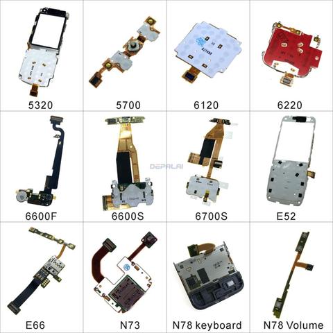 Mobile Phone Flex Cable Replacement Keyboard For Nokia 5320 5700 6120 6220 6600F S 6700S E52 E66 N73 N78 On / Off Volume ► Photo 1/6
