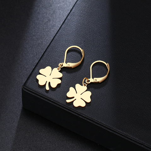 DOTIFI Hot Sale Earrings For Women Lucky Clover Stainless Steel Gold Color Earrings Engagement Jewelry Birthday Party Gift ► Photo 1/6