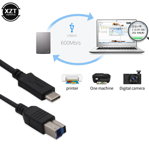 USB 3.1 Type C to 3.0 B BM Cable Data Transmission Connector 10Gbp/s for Phone Macbook Laptop Printer Hard Disk Scanner ► Photo 1/6