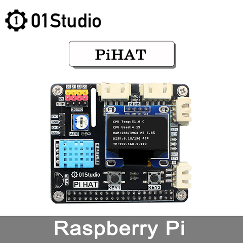 01Studio PiHAT Raspberry Pi 3B 3B+ 4B Development Demo Expansion Board Module Python Programming 2G 4G 8G ► Photo 1/5