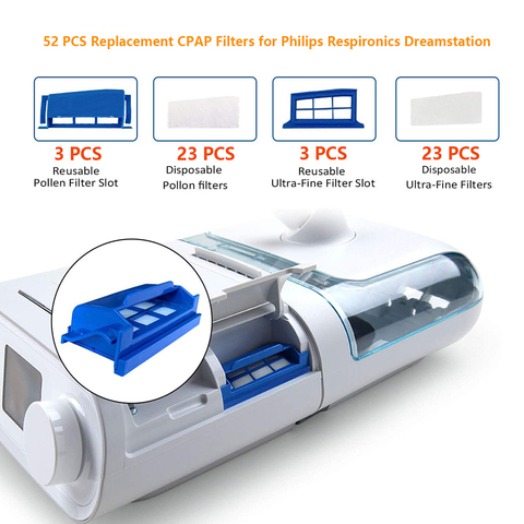 52 PCS Filters Kit for Respironics-Dreamstation Include 6 Reusable Filter Slot+23 Foam Pro-filters +23 Ultra-Fine Filter ► Photo 1/6