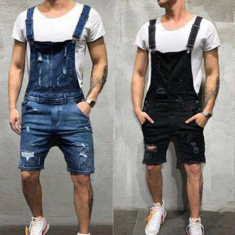 2022 Popular Men'S Ripped Jeans Jumpsuits Hi Street Distressed Denim Bib Overalls For Man'S Jeans Suspender Pants Male Rompers ► Photo 1/6