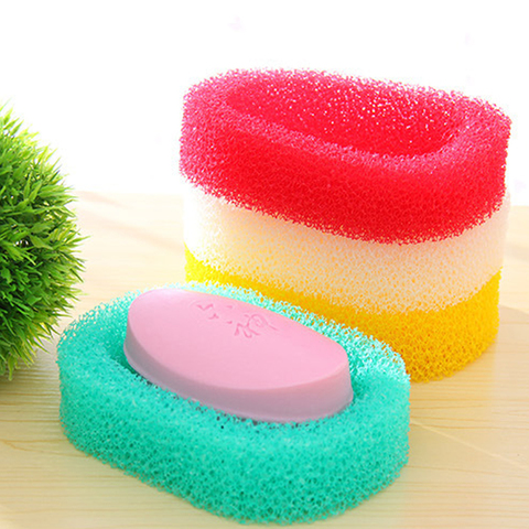 Random Candy Colro Sponge Soap Dish Plate Bathroom Kit Soap Holder Quick Dry Sponge Soap Box Kitchen Bathroom Clean Tool ► Photo 1/6