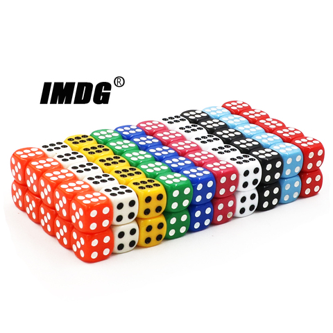 100pcs/pack 14mm Acrylic Dice Game Dice Accessories #14 Round Corner Colorful Dot Drinking Dice ► Photo 1/3