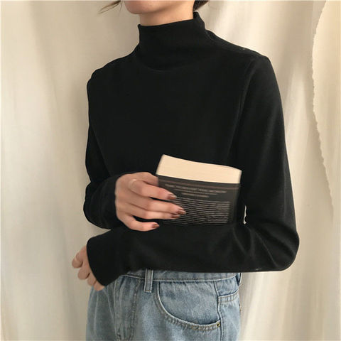 Turtleneck Bottoming Shirt Top for Women Autumn 2022 New All-Matching Slim Fit White Black Inner Wear Long Sleeve T-shirt ► Photo 1/6