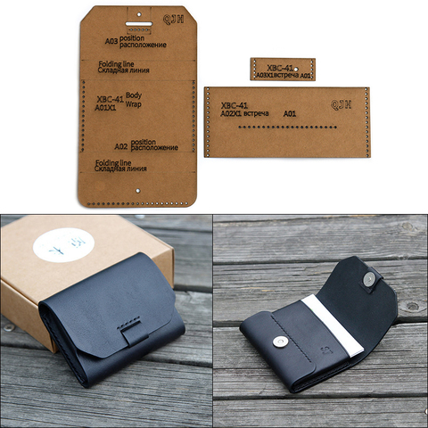 1 Set DIY Leather Handmade Card Package Business Card Holder Wallet Sewing Pattern Hard Kraft Paper Stencil Template 9.5cm*7.5cm ► Photo 1/5