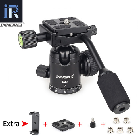 D30 Ball Head with Handle CNC Panoramic Tripod Head Q.R. Plate Camera Mount for DSLR Cellphone Mobile Phone Camcorder Telescope ► Photo 1/6