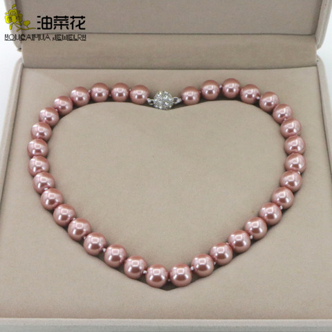 Fashion Charm Jewelry 12mm Shell Pearl Round Beads Necklace Magnet Clasp Woman Girl Christmas Gift Wholesale Price AAA Grade ► Photo 1/6