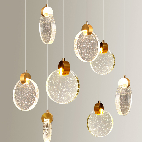 Modern minimalist three-head chandelier personality bar restaurant living room metal crystal pendant lamp ► Photo 1/6