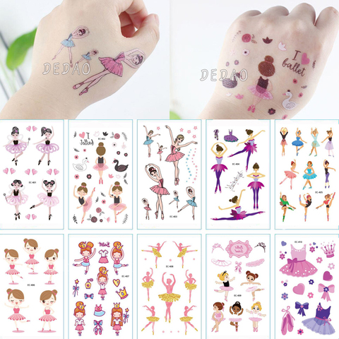 Buy Online 10pcs Cartoon Ballet Girl Temporary Tatoo Sticker Waterproof Fake Tattoo Hand Foot Tattoos Dance Love Skirt For Kids Children Alitools