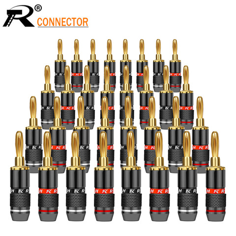 16PCS Speaker Banana Plug Connector 24K Gold Plated Copper Speaker Adapter Audio Video Banana Connectors ► Photo 1/6