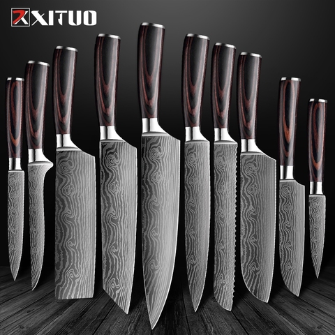 8 Piece High Carbon Stainless Steel Kitchen Knife Set with Holder -  AliExpress