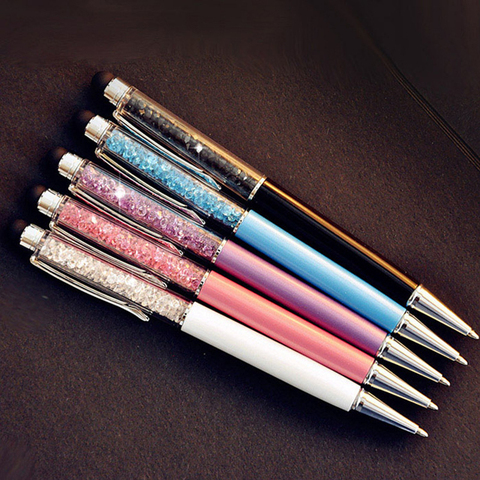 5 Pcs/lot Cute Crystal Pen Diamond Ballpoint Pens Stationery Ballpen 2 In 1 Crystal Stylus Pen Touch Pen ► Photo 1/6